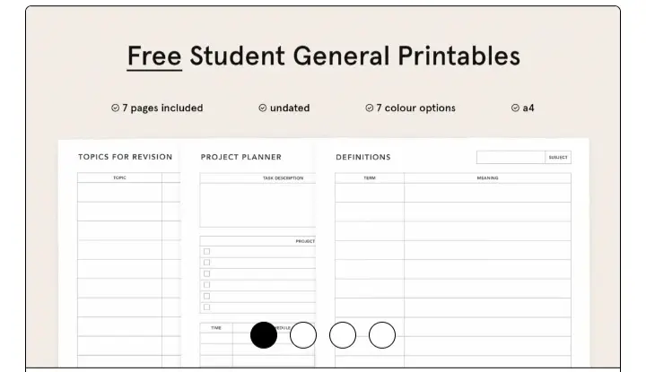 Free Student General Printables Cover page - Student planner spread